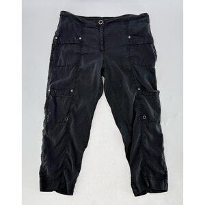 Eileen Fisher Cargo Linen Viscose Stretch‎ Cropped Utility Black Sz 10 Gorpcore